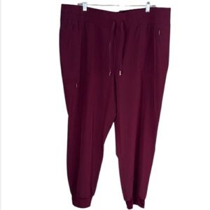 Chicos Burgundy pants woven zenergy  Jogger Pants size 18 regular drawstring NEW